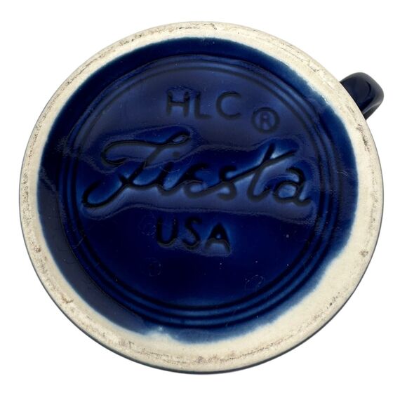 Homer Laughlin Fiesta Coffee Mugs Cobalt Blue Lot of 2 Ceramic Round Ring Handle - Picture 7 of 10